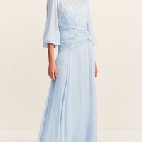 Elegant High Neck Balloon Sleeve Maxi Dress