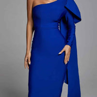 Abbey Blue One Shoulder Bandage Dress