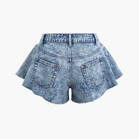 Denim Frayed Hem Wide Leg Shorts