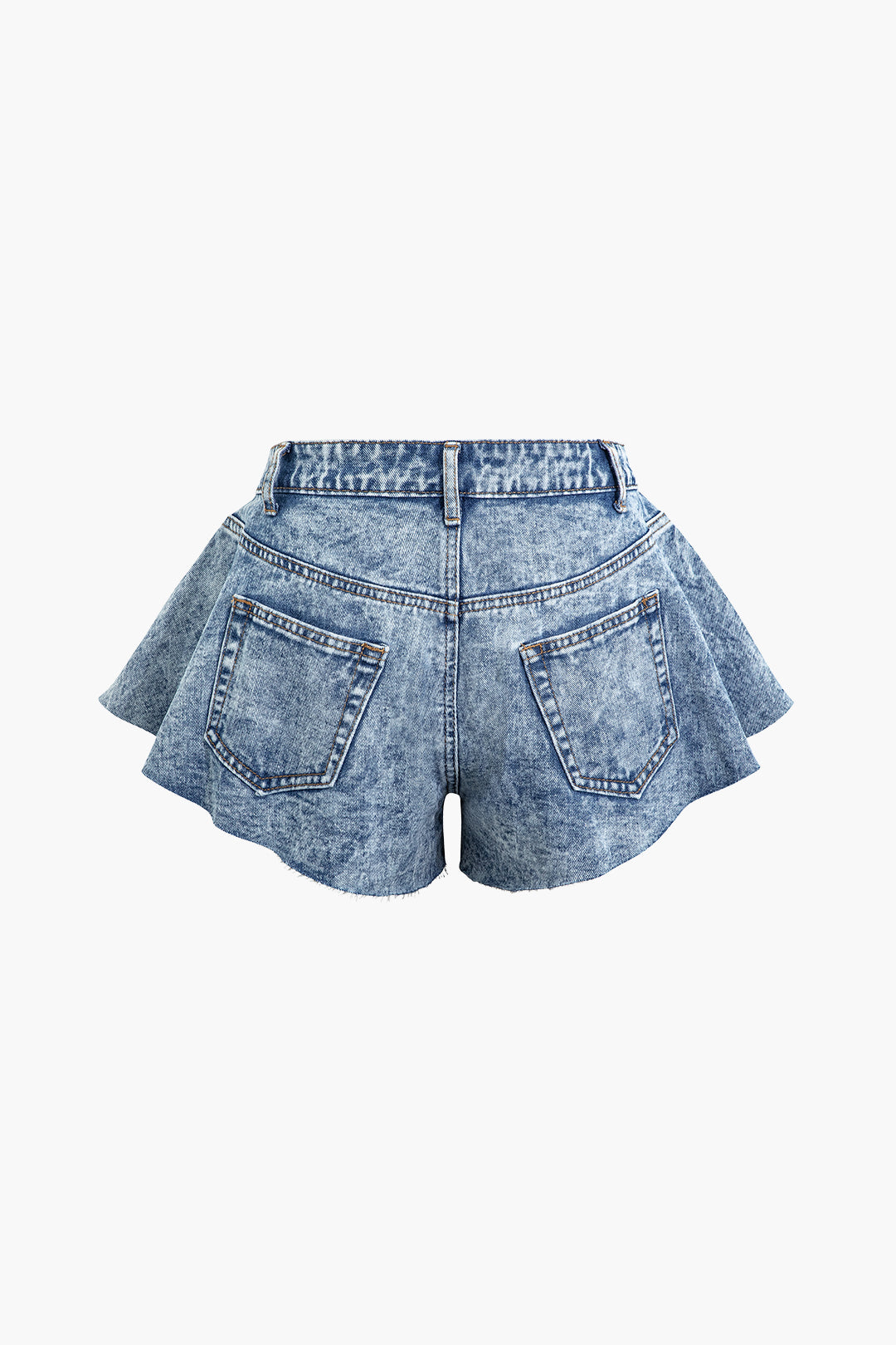 Denim Frayed Hem Wide Leg Shorts