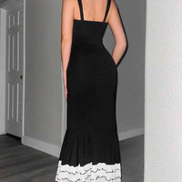 The Black Sweetheart Neck Bodycon Slip Maxi Dress
