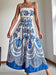 Ethnic Floral Print Back Smocked Loose Midi Dress