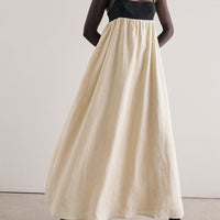 Black And White Loose Suspender Patchwork Maxi Dress