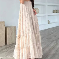 Flower Decor Pretty A-Line Layered Loose Maxi Dress