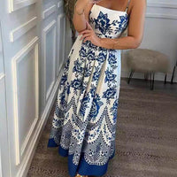 Ethnic Floral Print Back Smocked Loose Midi Dress