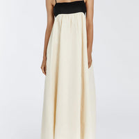 Black And White Loose Suspender Patchwork Maxi Dress