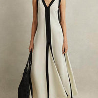 Colorblock Reversible Style A-Line Maxi Dress