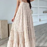 Flower Decor Pretty A-Line Layered Loose Maxi Dress