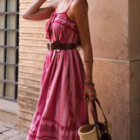 Crochet Patchwork Ethnic Style Knitted Slip Maxi Dress