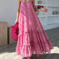 Flower Decor Pretty A-Line Layered Loose Maxi Dress