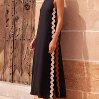 Stripes Side Wave Embellished Side Slit Loose Dress