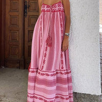 Crochet Patchwork Ethnic Style Knitted Slip Maxi Dress