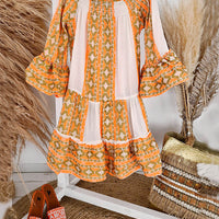 Ethnic Print Linen Blend Off Shoulder Loose Mini Dress