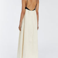 Black And White Loose Suspender Patchwork Maxi Dress