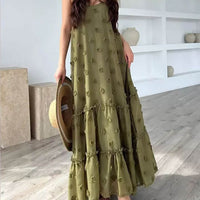Flower Decor Pretty A-Line Layered Loose Maxi Dress