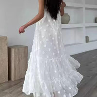Flower Decor Pretty A-Line Layered Loose Maxi Dress