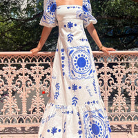 Puff Sleeve Vacation Midi Dress