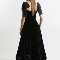 Velvet Strapless Bow Midi Dress