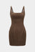 Suede Square Neck Tie Back Sleeveless Mini Dress