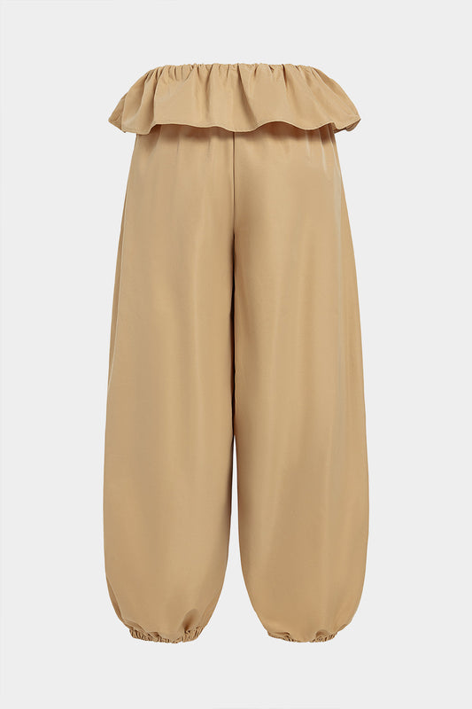Solid Ruched Balloon Pants
