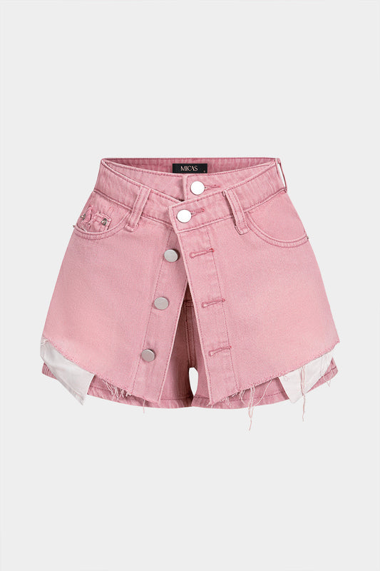 Denim Button Pocket Shorts