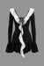 Contrast Ruffle Neck Bell Sleeve Tie Front Mini Dress