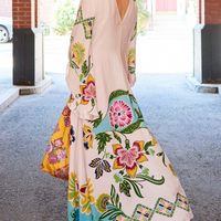 Exquisite Sunshine Floral Print Flowing Maxi Dress