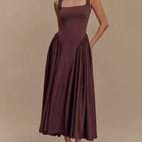 Minimalist Retro Square Neck Dress