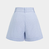 Stripes Print High Waist Button Shorts