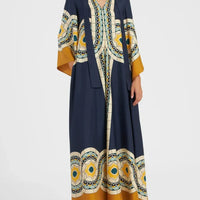 Twill Art Deco Print Maxi Dress