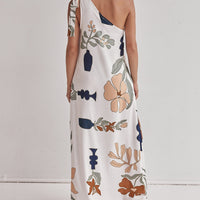 Printed One-Shoulder Maxi Dress