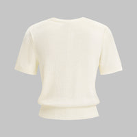 Knit Embroidery Round Neck Short Sleeve Top