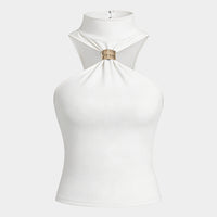 Mock Neck Metallic Tank Top