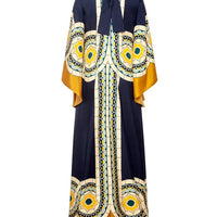 Twill Art Deco Print Maxi Dress