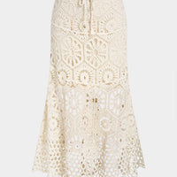 Lace Hollow Out Tie-Up High Waist Skirt