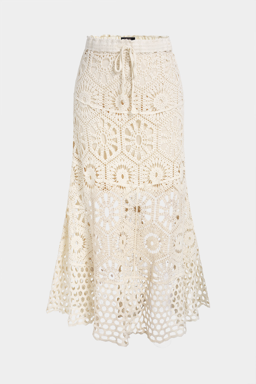 Lace Hollow Out Tie-Up High Waist Skirt