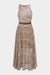 Plaid Print Mesh Twist Knot Round Neck Belted Sleeveless Midi Dress