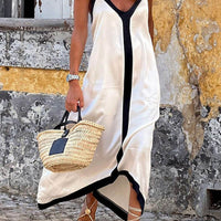 Suspender Colorblock Midi Dress