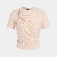 Round Neck Twist Knot Short Sleeve T-shirt