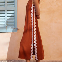Stripes Side Wave Embellished Side Slit Loose Dress