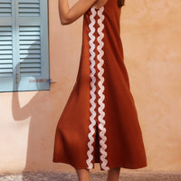 Stripes Side Wave Embellished Side Slit Loose Dress