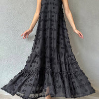 Flower Decor Pretty A-Line Layered Loose Maxi Dress