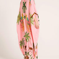 Unique Drop Shoulder Sleeve Coconut Tree Printed Dress