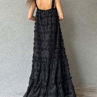 Flower Decor Pretty A-Line Layered Loose Maxi Dress