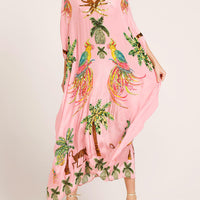 Unique Drop Shoulder Sleeve Coconut Tree Printed Dress