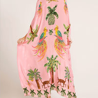 Unique Drop Shoulder Sleeve Coconut Tree Printed Dress
