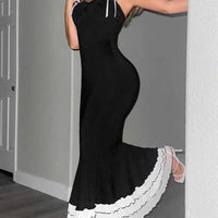 The Black Sweetheart Neck Bodycon Slip Maxi Dress