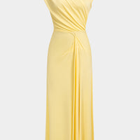 Asymmetrical One Shoulder Ruched Maxi Dress