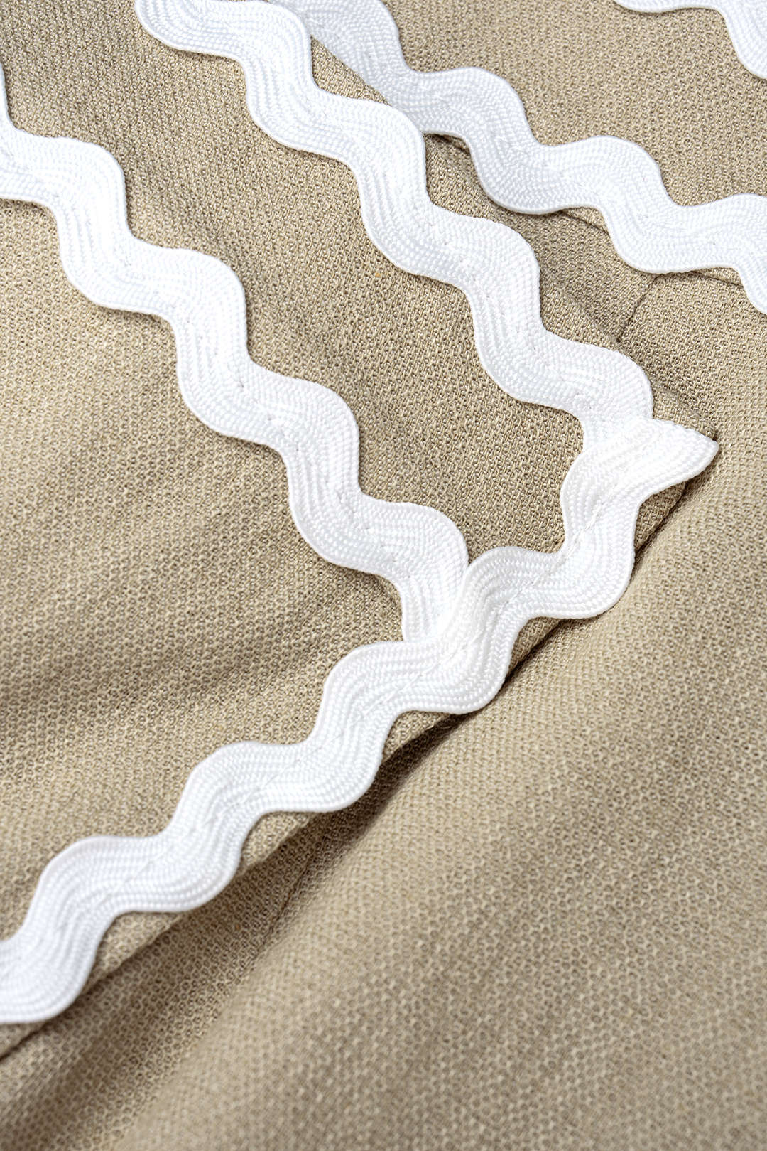 Linen Contrast Binding High Waist Skirt