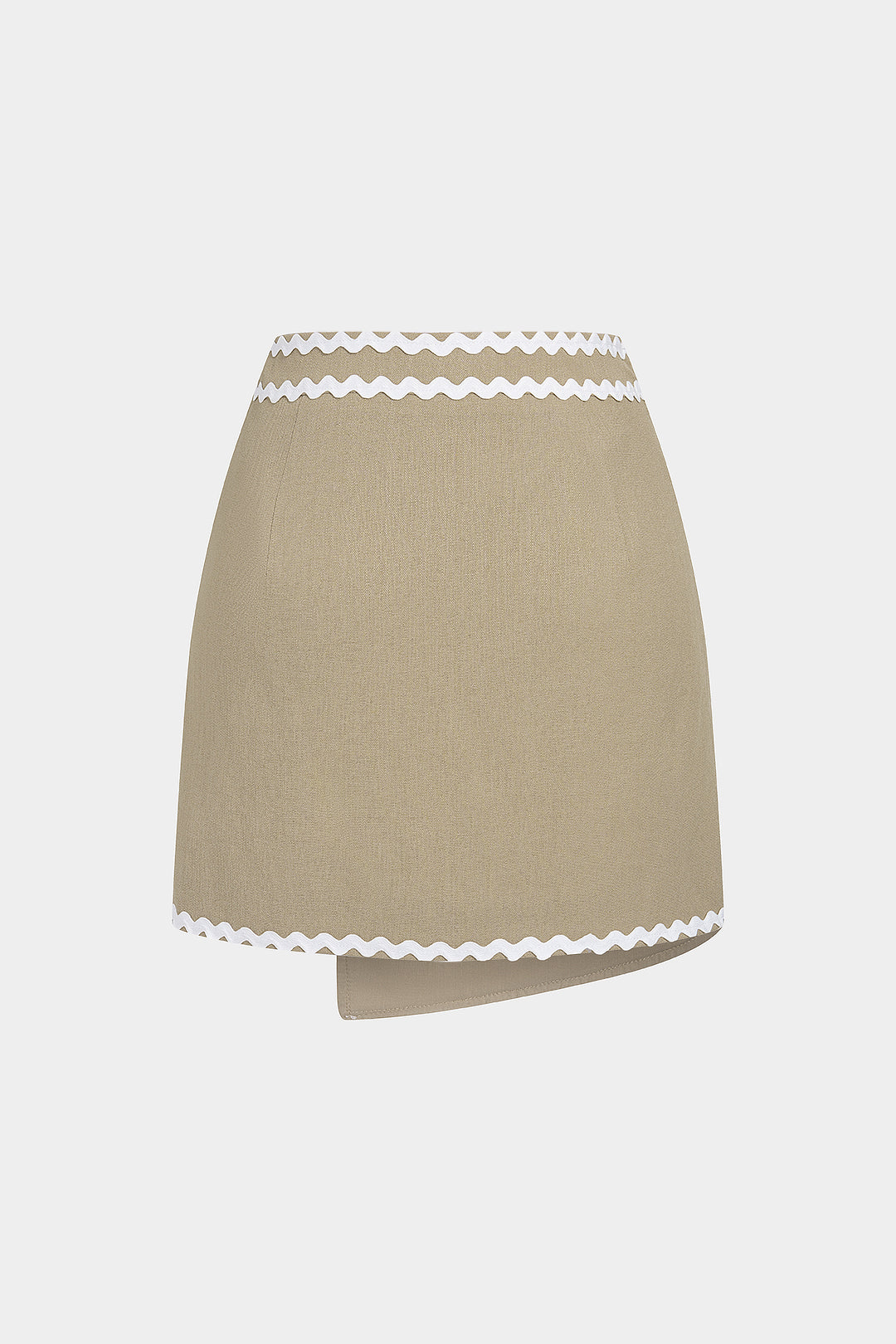 Linen Contrast Binding High Waist Skirt